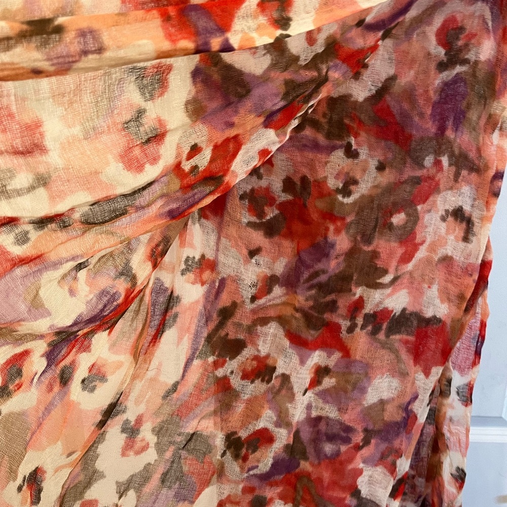LOFT Red and Purple Floral Scarf - Picture 4 of 5